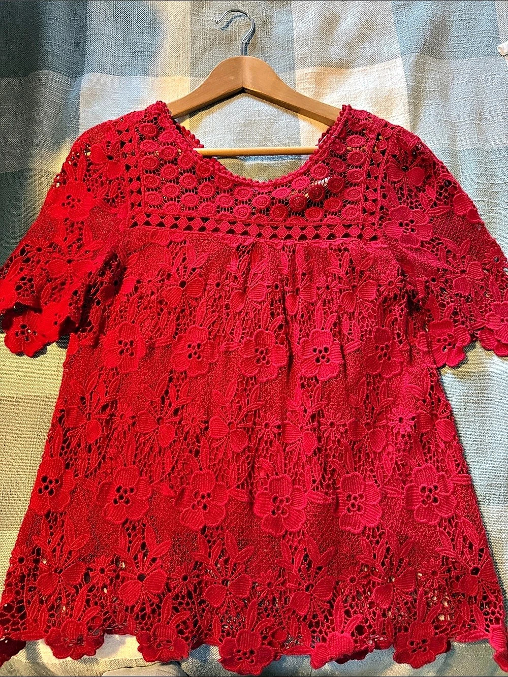 Candace Floral Lace Top in Red (Anthropologie) - Picture 2 of 3